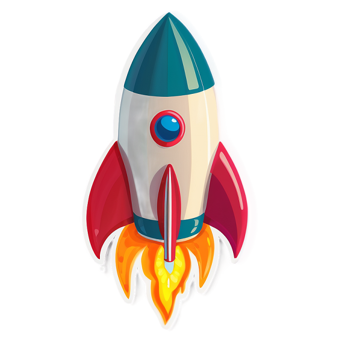an illustration of a rocket with a white background