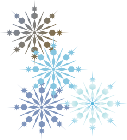 three snowfls on a white background
