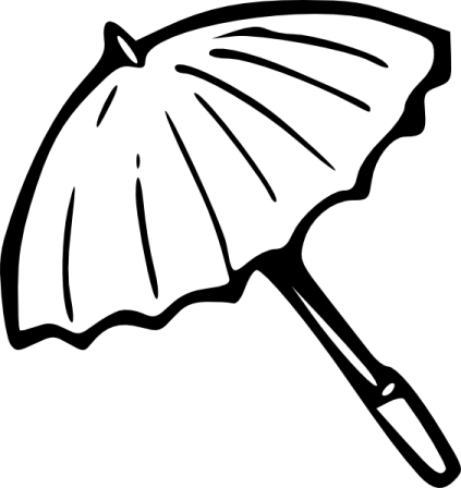 a black and white drawing of an umbrella