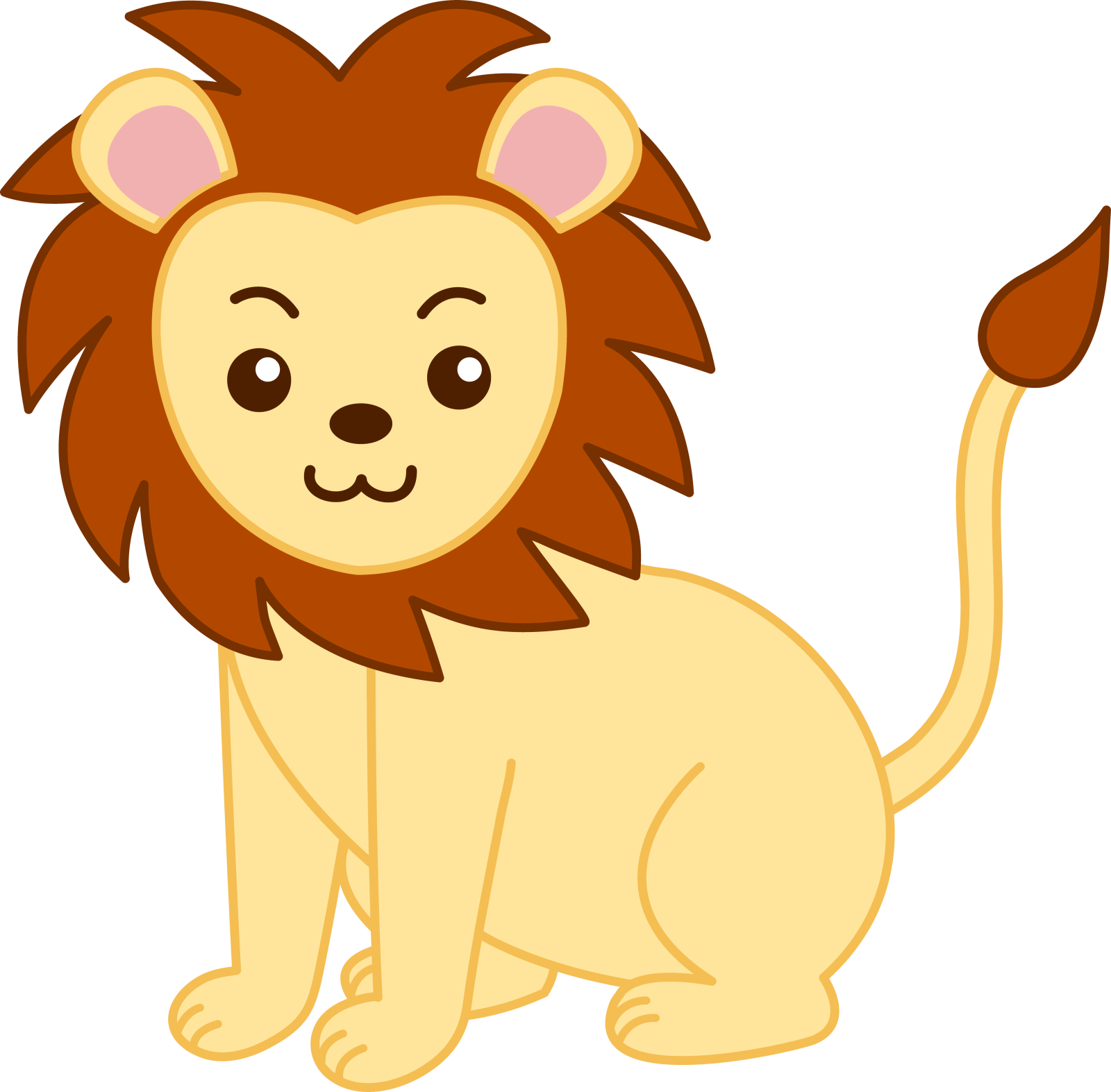 a cartoon lion sitting on the ground