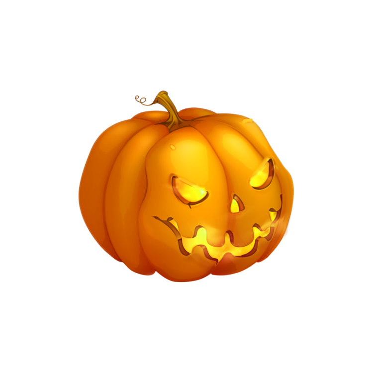 a cartoon pumpkin with its eyes closed