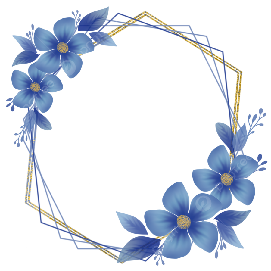 a frame with blue flowers on it