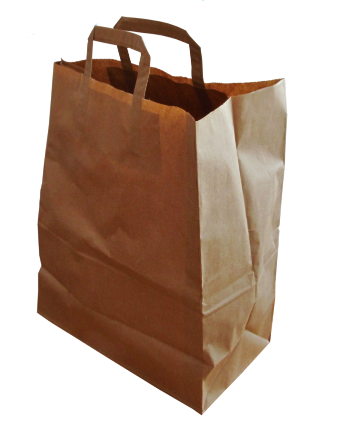 a brown paper bag with handles