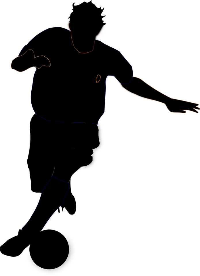 a silhouette of a soccer player