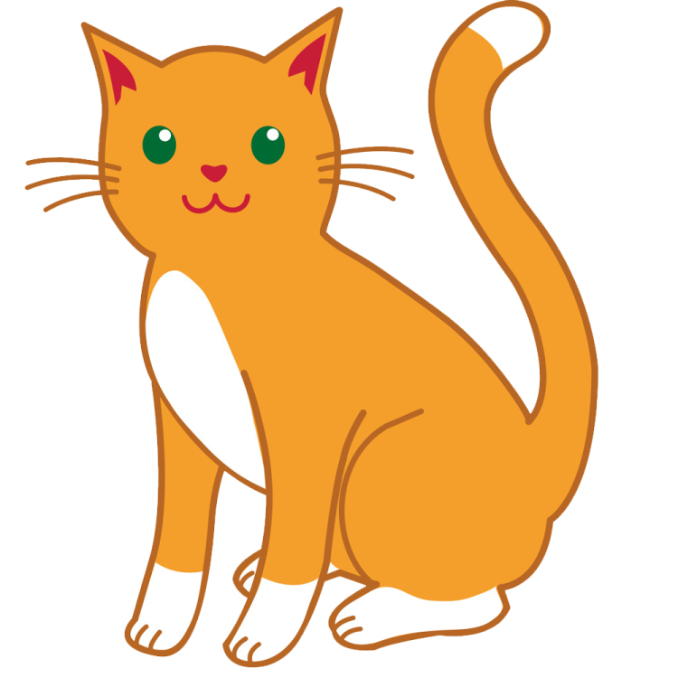 an orange cat with green eyes sitting down