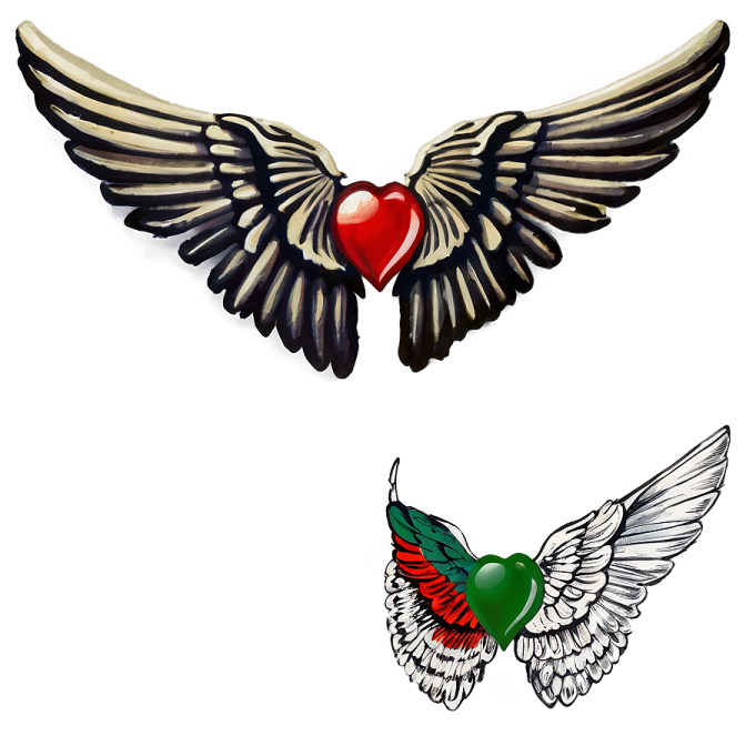 a tattoo design with wings and a heart