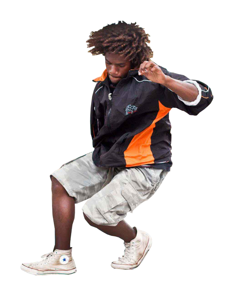 a young man in a black jacket and shorts