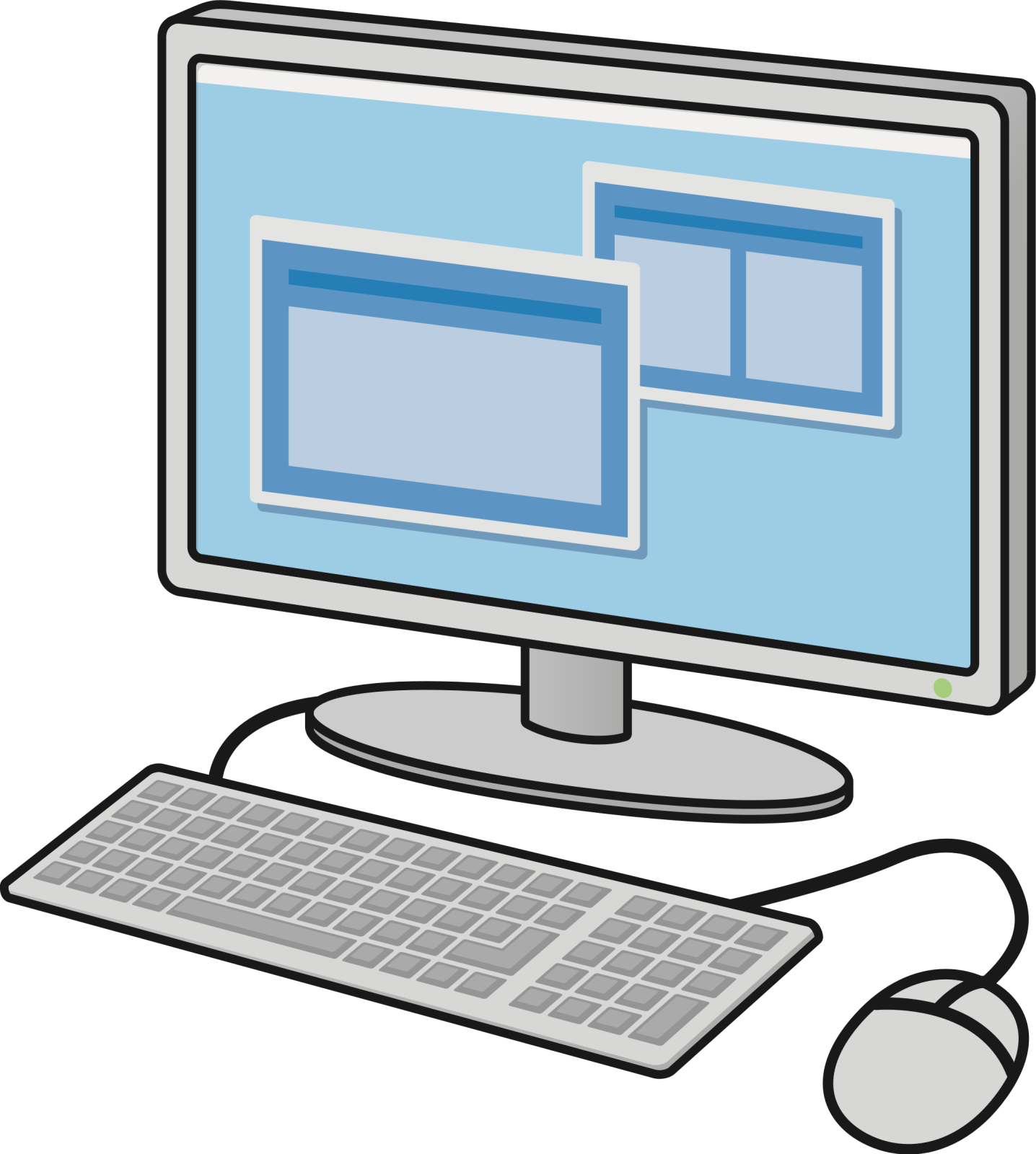 a computer with a mouse and keyboard on it