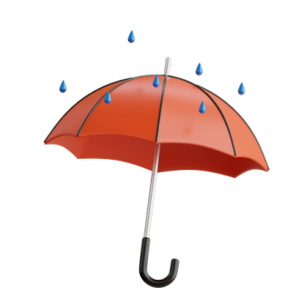 a red umbrella with blue rain drops