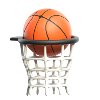 a basketball ball on top of a basket