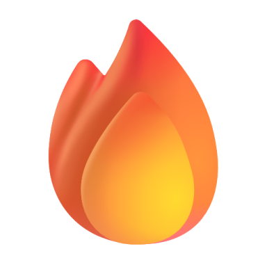 an orange flame on white background