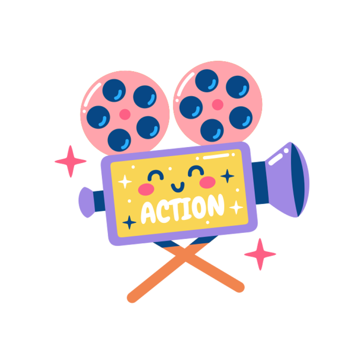 a camera with the word action on it