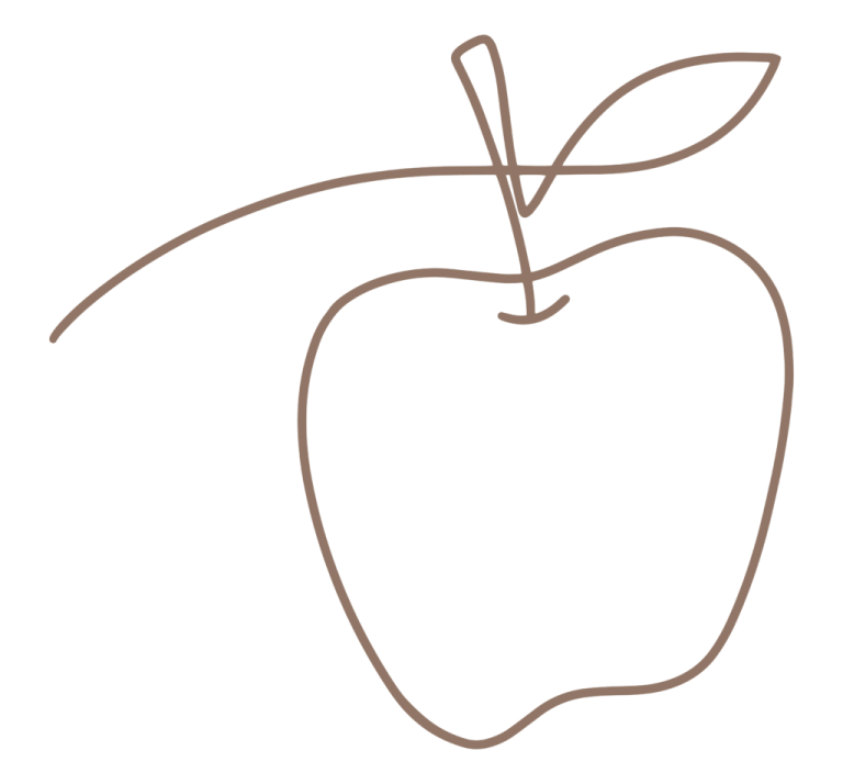 a line drawing of an apple