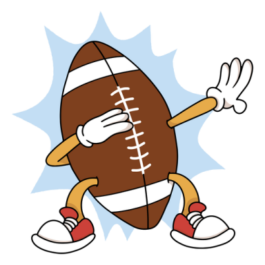 a cartoon football character holding a football ball