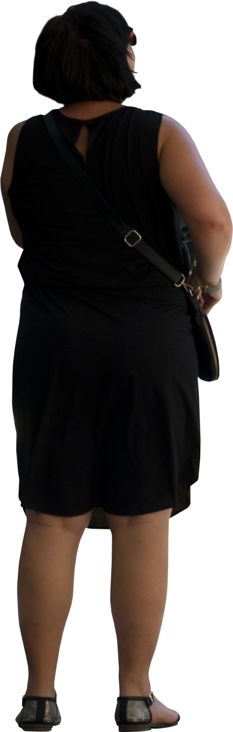 a woman in a black dress and hat