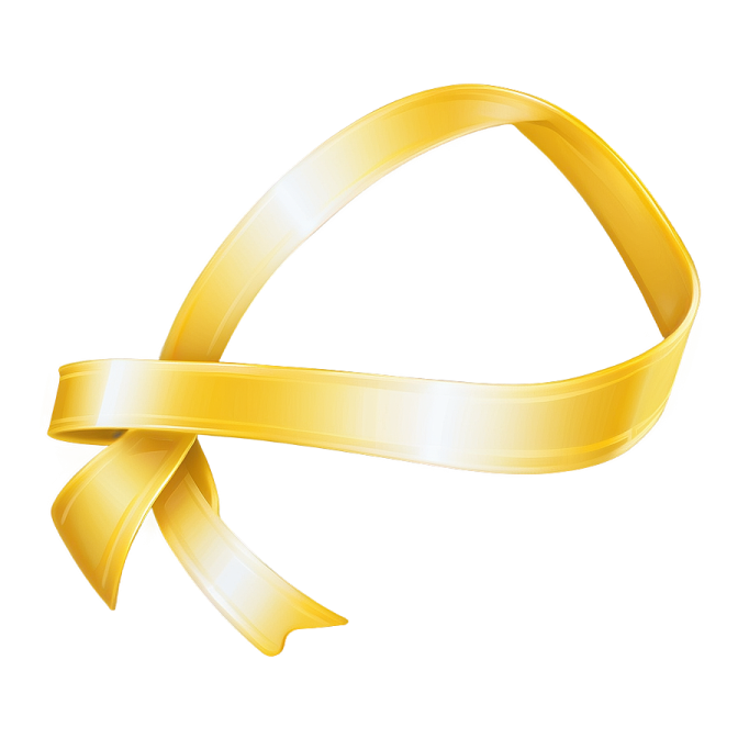 a yellow ribbon on a white background