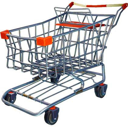 a shopping cart with two wheels