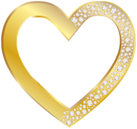 a gold heart with diamonds