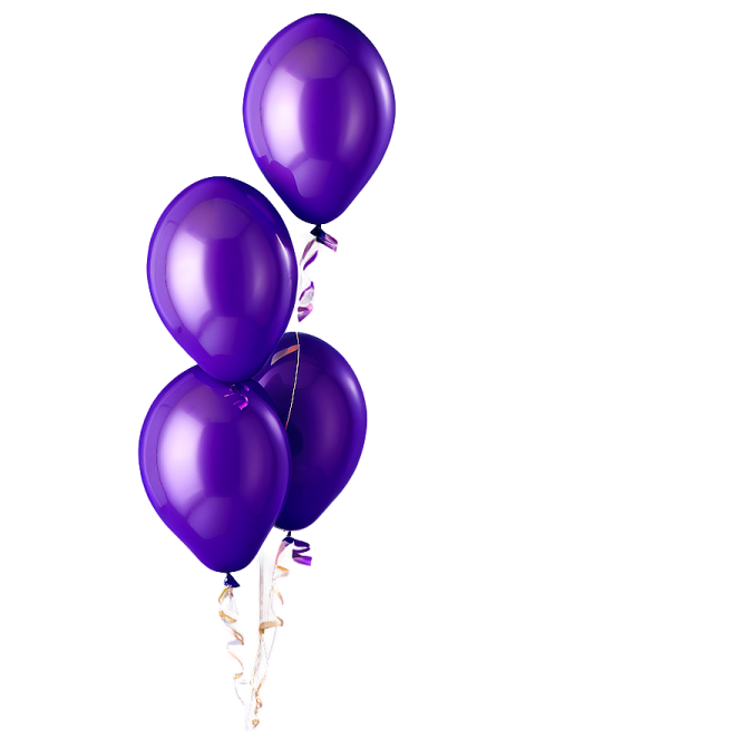 a bunch of purple balloons