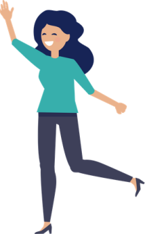 a woman in a green shirt and black pants