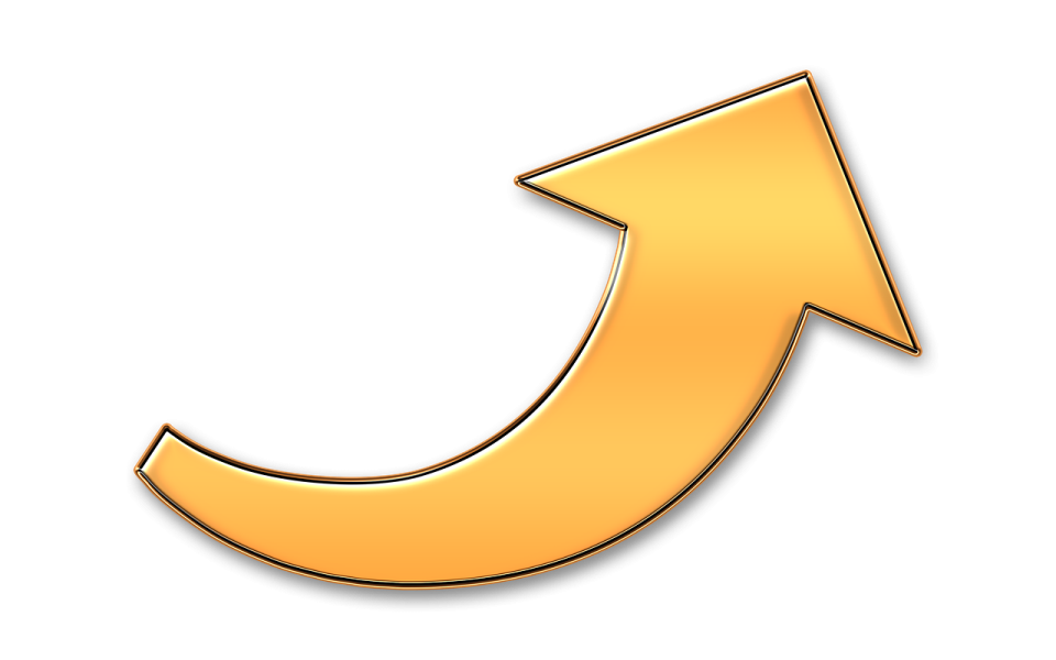 a gold arrow icon on a white background