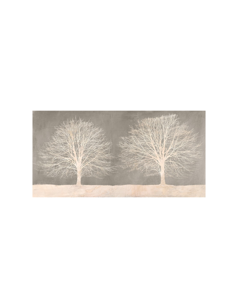three white trees on a gray background