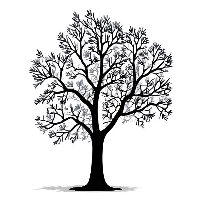 a black and white silhouette of a tree