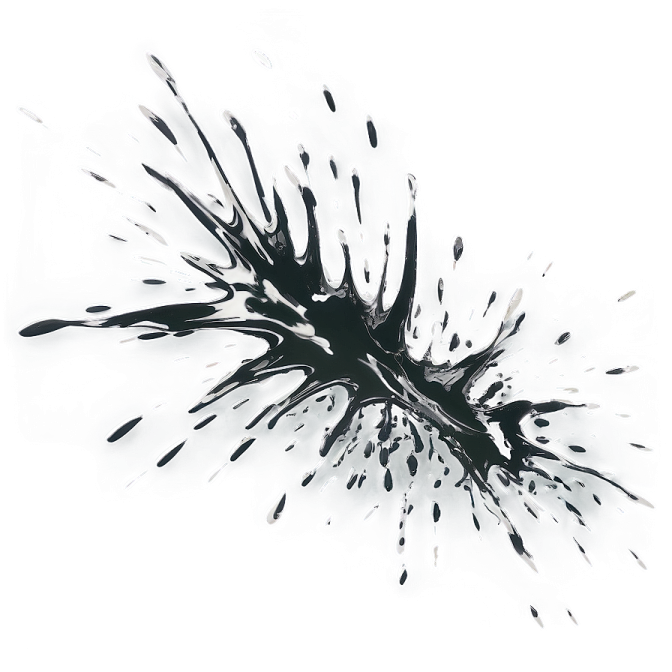 black ink splash isolated on white background
