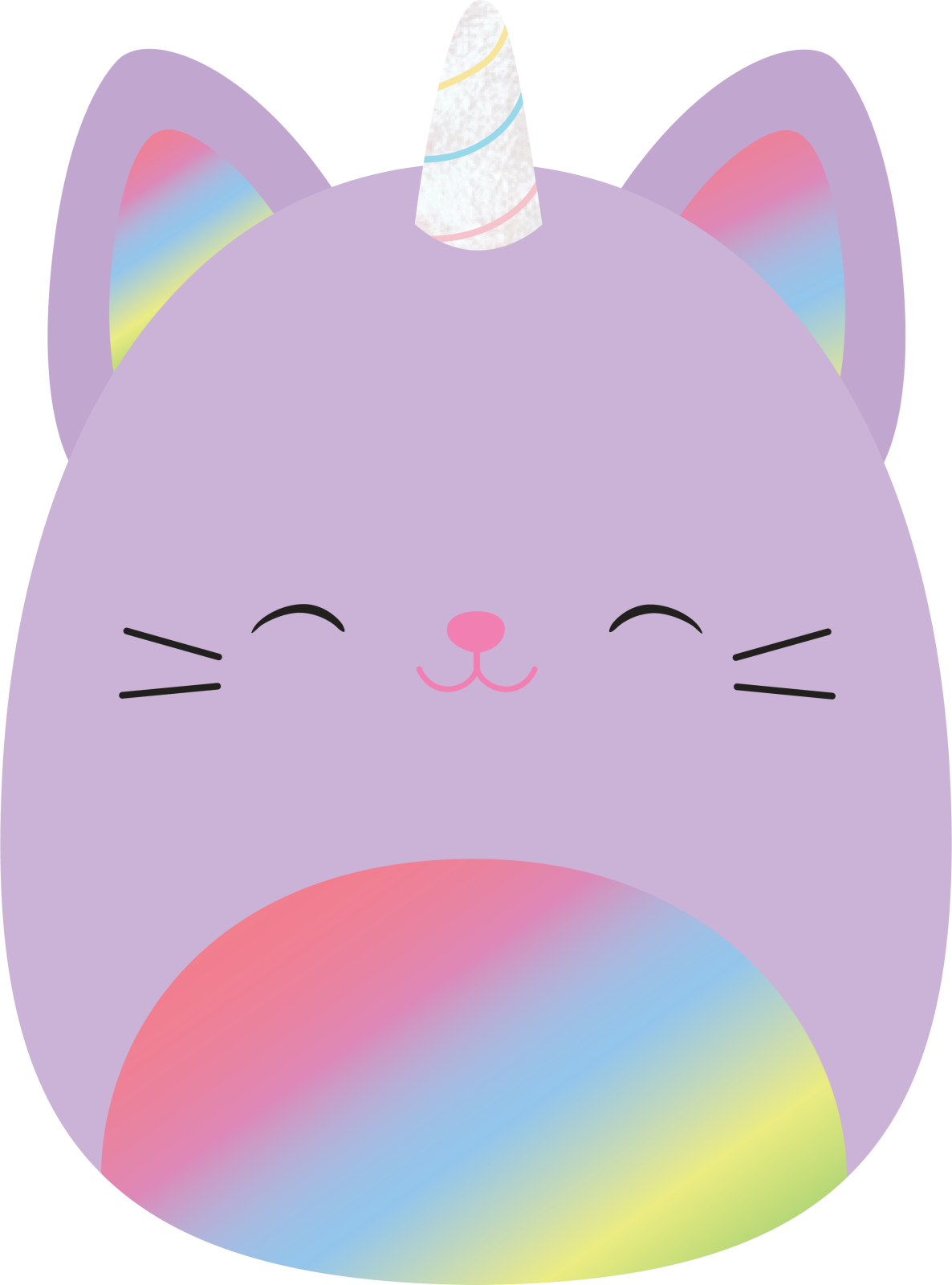 a purple cat with a unicorn hat on its head