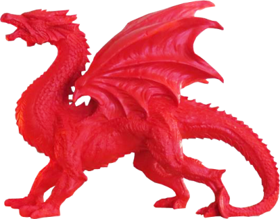 a red toy dragon on a white background