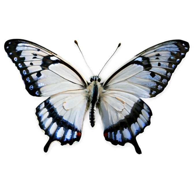 a black and white butterfly on a white background