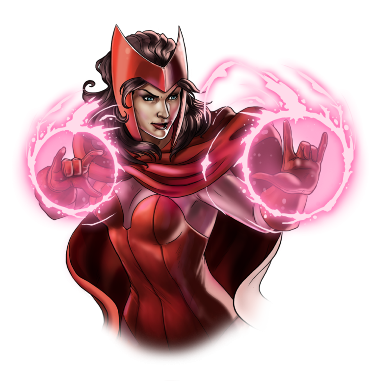 an illustration of a woman in a red caper costume