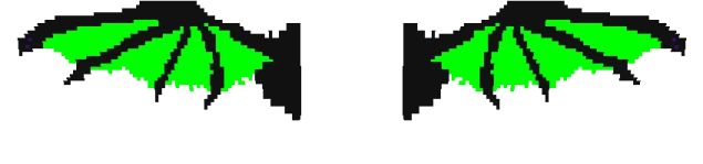 a pair of green wings on a white background