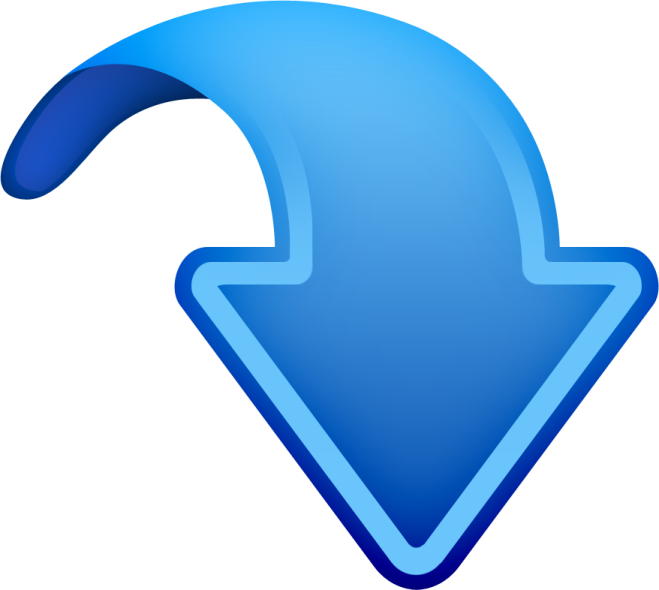 a blue arrow icon on a white background