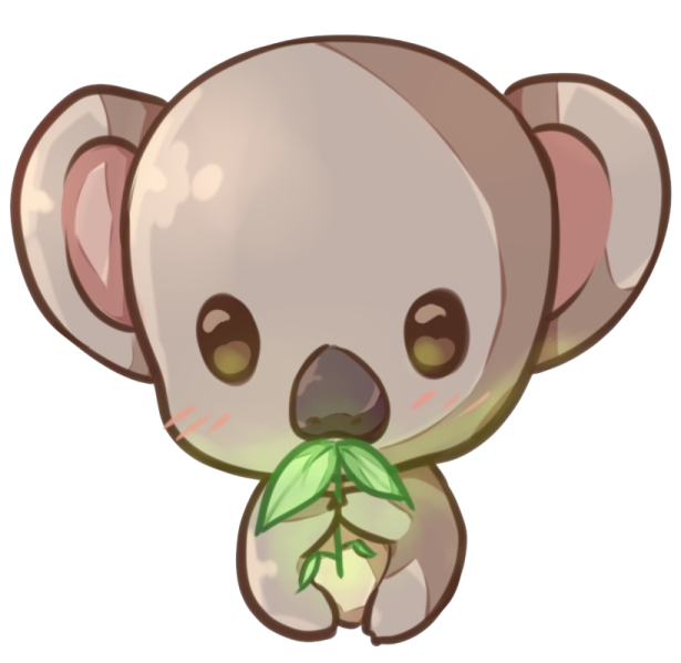 a drawing of a kola with a leaf in its mouth