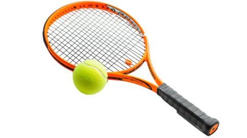 a tennis racket with a ball on it