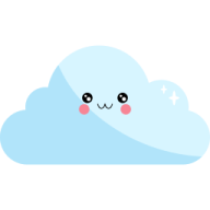 a blue cloud with a smiling face