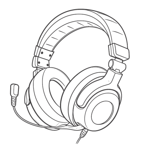 a drawing of a pair of headphones