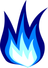 a blue flame on a white background