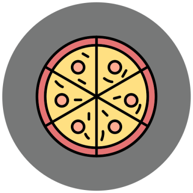 a pizza icon on a white background