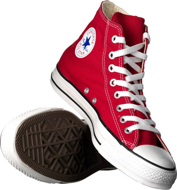 a pair of red converses