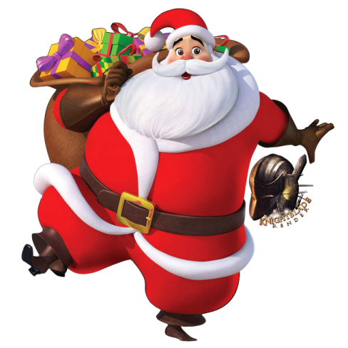 a cartoon character dressed as santa claus