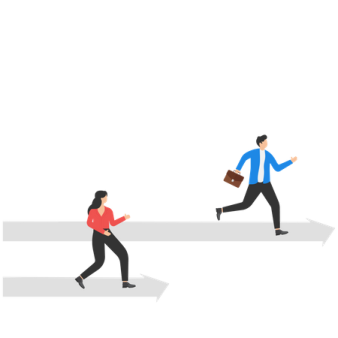 two people walking across a crosswalk