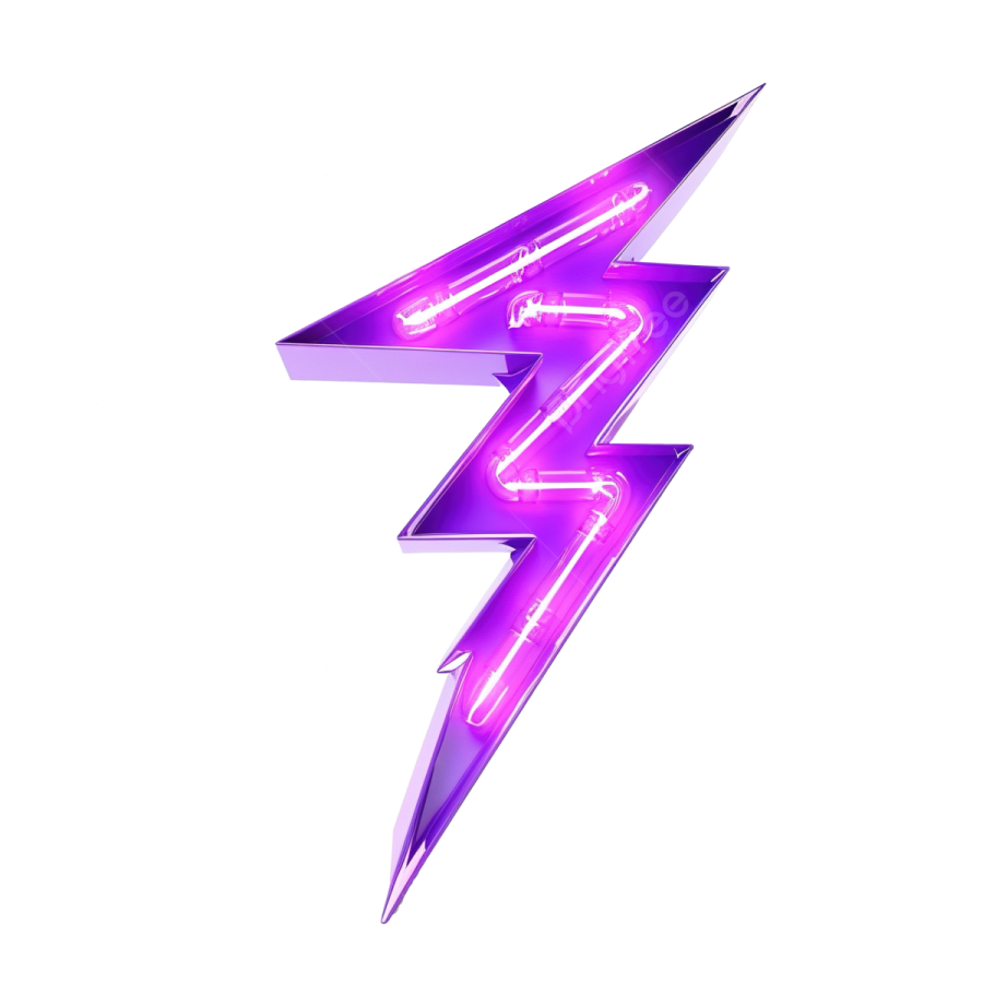 a purple lightning symbol on a white background