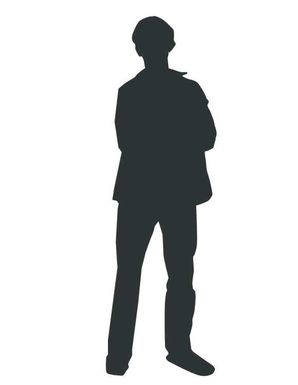 a silhouette of a man in a suit and hat