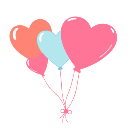 a bunch of heart shaped balloons