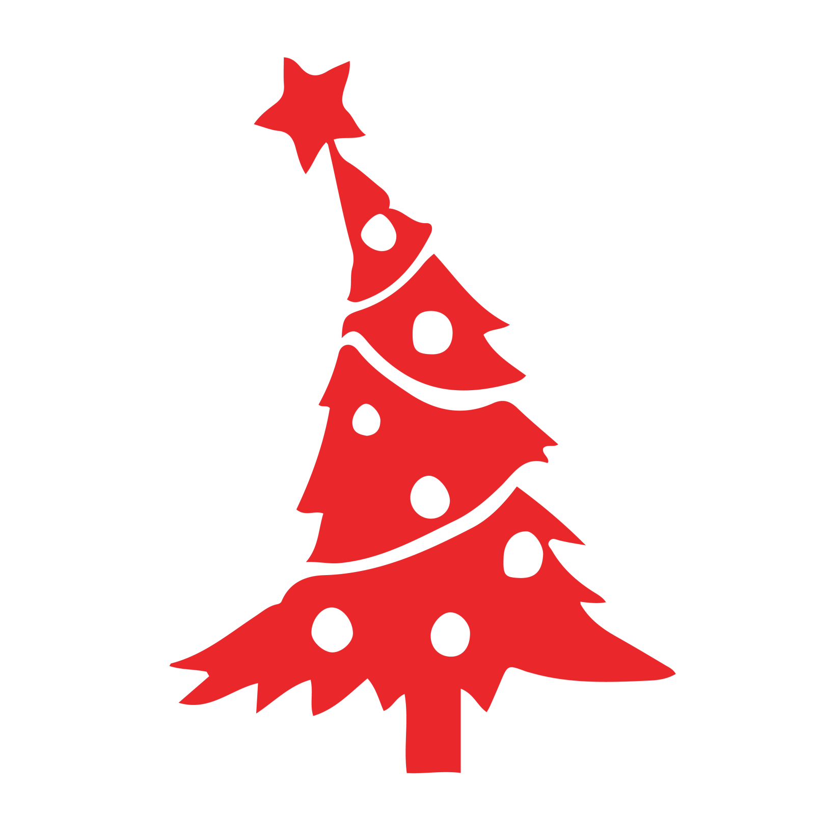 a red christmas tree on a white background