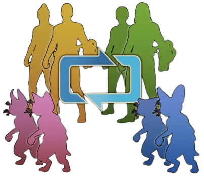 a group of people standing in a circle