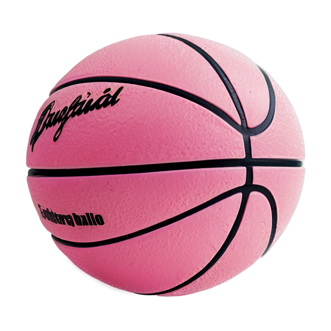a pink basketball ball on a white background