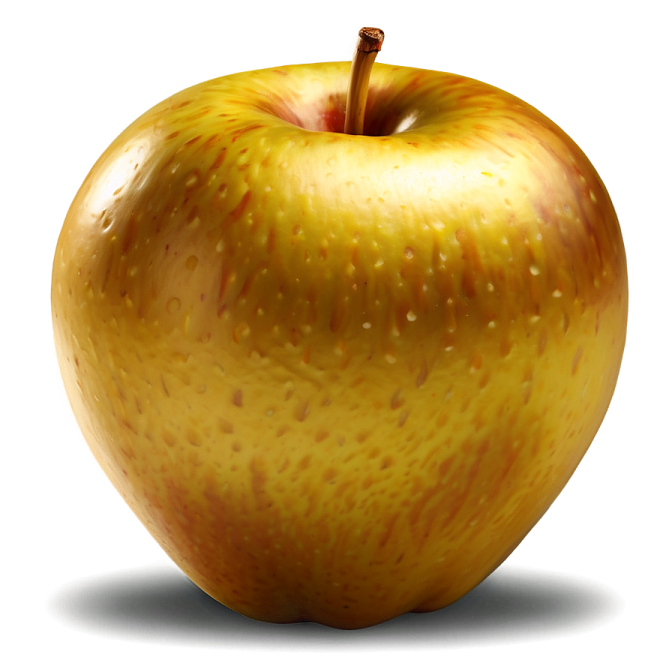 a yellow apple with brown spots
